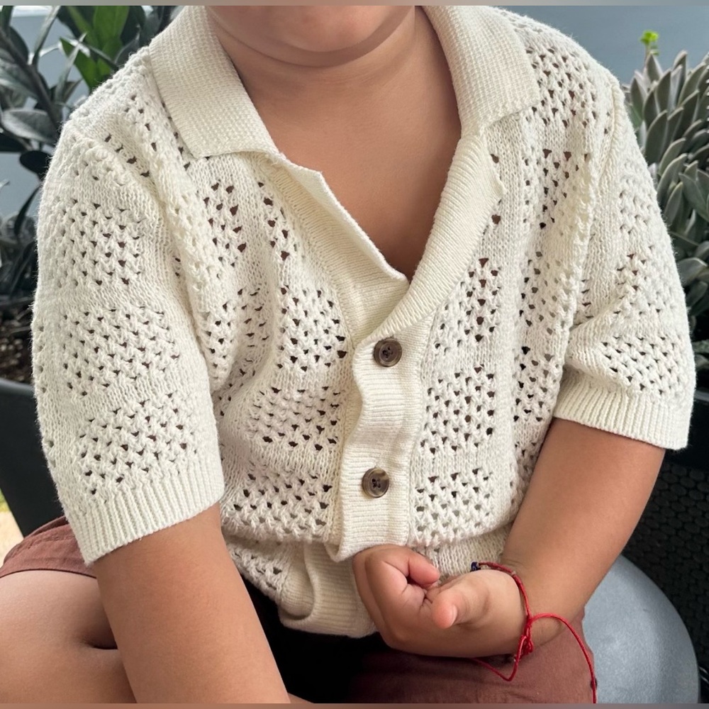 Old Navy Kids White Knit Button-Up Shirt